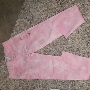 Girls pink tie dye jeggings